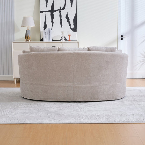 English Elm 73.82" Wide Curved Chenille Loveseat with Deep Lounge Seat and Sculptural Modern Frame Taupe W3189S00034