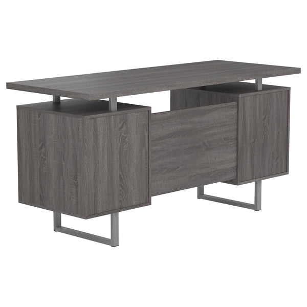 English Elm 1pc Contemporary Sleek Desk 47.25" Compact Home Office Table with Reversible Drawer and File Storage Gray 63.5 L x 26 W x 6.31 H B011P362572
