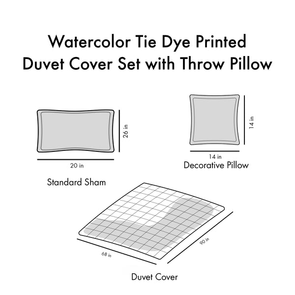 English Elm Twin/Twin Watercolor Tie Dye Duvet Cover Set with Piped Edges, Antimicrobial Microfiber & Fur Pillow B03596075