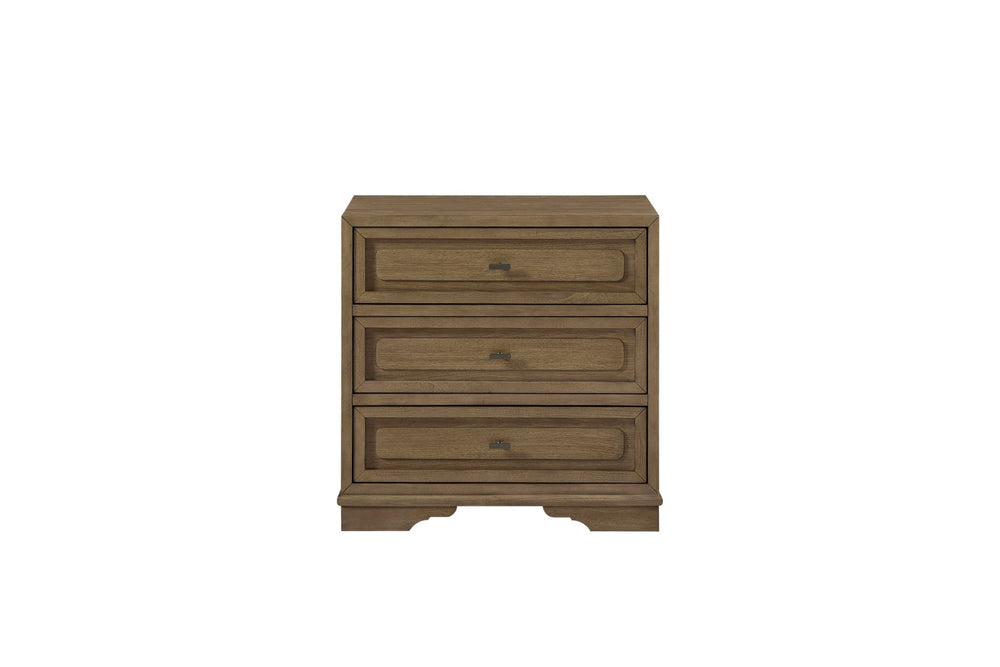 English Elm 3-drawer Nightstand with Cedar Lining Usb Port and Felt Top Drawer Bedroom Storage B2699P439935