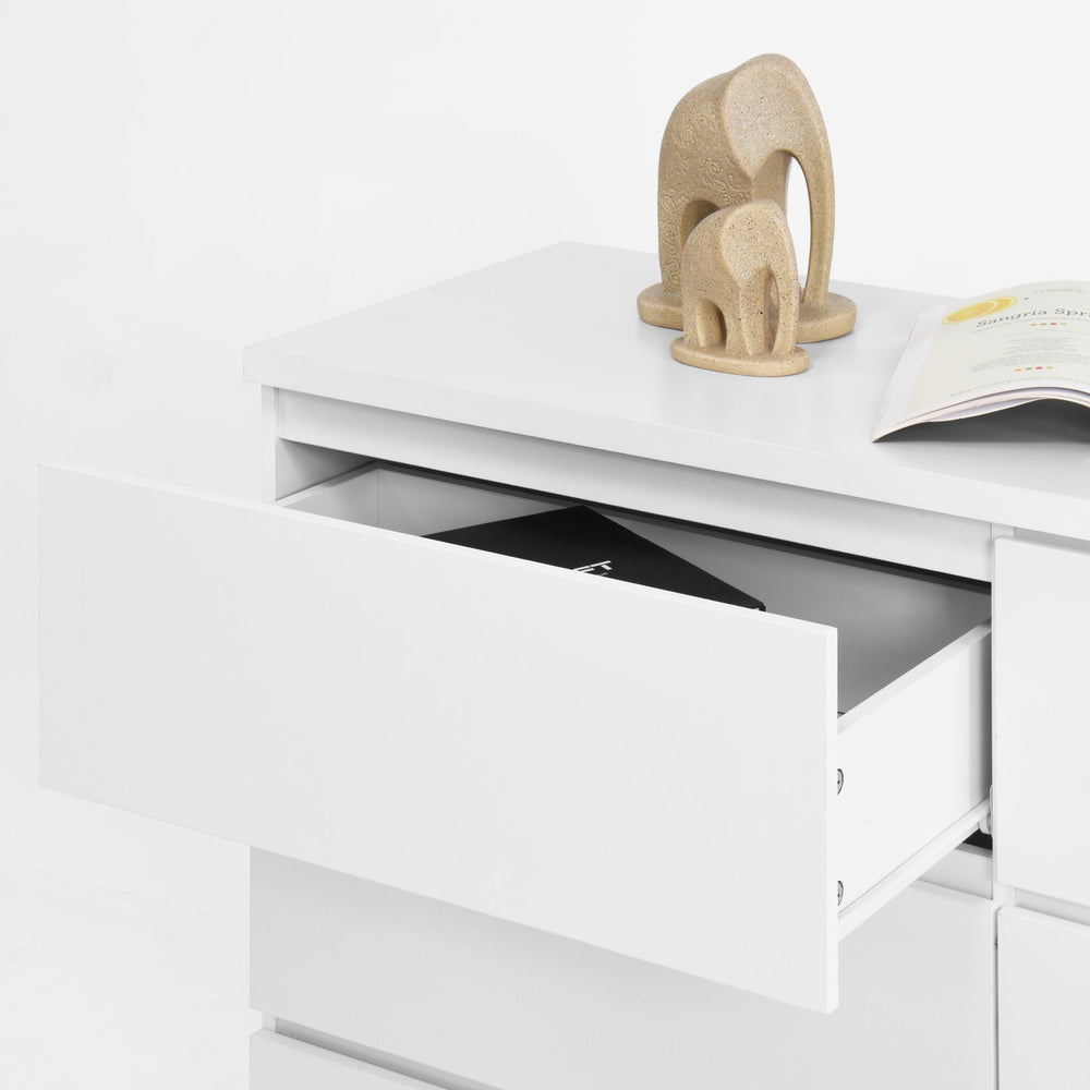 English Elm 6 Drawer Storage Cabinet with Slim 6-Drawer Dresser Design for Bedroom, Hallway & Small Spaces — Sturdy, Spacious Organizer White W409P225881