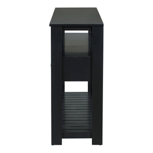English Elm U_style Wide Entryway Console Table with Four Drawers and Open Shelving Storage N711P234484B