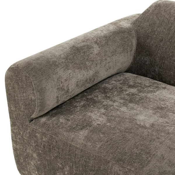 English Elm 111" Curved Sectional Sofa Set Plush Lamb Wool Upholstery Deep Seat Ottoman Lounge Dark Brown N767P371305D