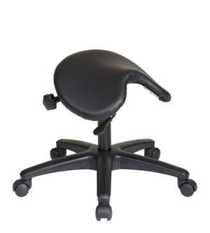 OSP Home Furnishings Pneumatic Saddle Stool Ergonomic Height Adjustable Seat for Drafting Lab Studio Work Black ST203