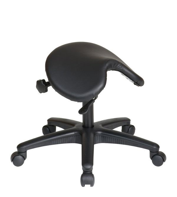 OSP Home Furnishings Pneumatic Saddle Stool Ergonomic Height Adjustable Seat for Drafting Lab Studio Work Black ST203