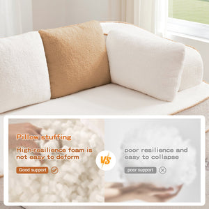 English Elm 77.2" Teddy Fabric Modular Sectional Sofa with Plush 32D Sponge, No Assembly, Cloud Comfort White W714S01416