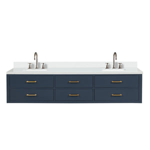 English Elm Blue Double Bath Vanity With Cultured Marble Top, Chrome Faucet Set - Stylish & Durable Solution! B2731P258153