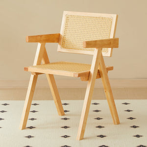English Elm 2 Dining Chairs - Elegant Rubberwood With Hand-Woven Rattan, Versatile For Dining & Living Spaces W2720P237603