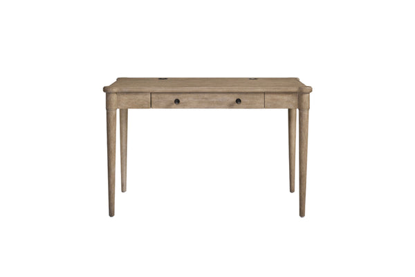 English Elm Writing Desk Crafted with Mindy Veneers for Durability, Flip-Down Drawer, Cable Management, Tapered Legs Sand 52 L x 31 W x 8 H B2699P373698