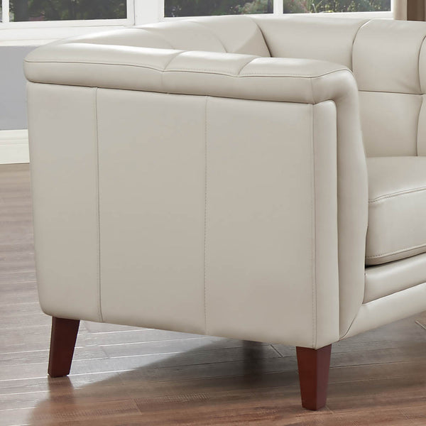 English Elm Arvo Leather Chair with Top-Grain Seating, Pocket Coil Cushions, Feather-Memory Comfort & Durable Frame Beige B2705P328594