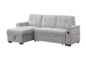 English Elm Ashlyn Sleeper Sectional with Storage Chaise Usb Charging Pocket Coil Woven Fabric B061S00950