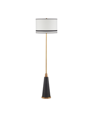 Currey & Company Gieves Floor Lamp - Elegant Bronze & Antique Brass Design With Striped Shade For Timeless Charm Gold Stone ,Cast Aluminum ,Brass 8000-0174-currey-company