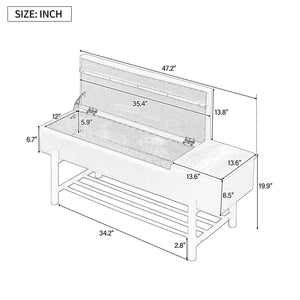 English Elm TREXM Farmhouse Upholstered Storage Bench with Lift-Top Hidden Compartment and Shoe Rack, Durable Comfort Black N715P308014B