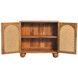 English Elm Solid Wood Rattan Ball Cabinet