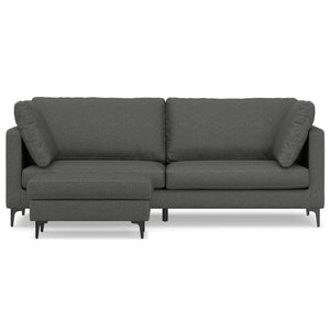 English Elm Ava 90" Mid-Century Sofa with Ottoman Set — Eco Performance Fabric, Feather-Top Cushions, Sturdy Frame Dark Gray B136P199235