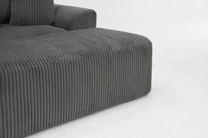 English Elm Oversized corduroy chaise lounge with ottoman, plush boneless sofa, ergonomic pillows for relaxing comfort Grey W1901P278403