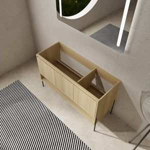 English Elm 48" Modern Freestanding Bathroom Vanity Cabinet, 3 Soft-Close Doors, KD Packing, No Sink Included W1972P199462