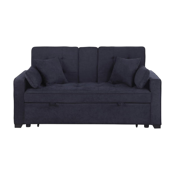 English Elm Woven Convertible Sleeper Loveseat with Dropdown Console, USB Ports, Cup Holders & Storage Pockets - Dark Gray B016S00046