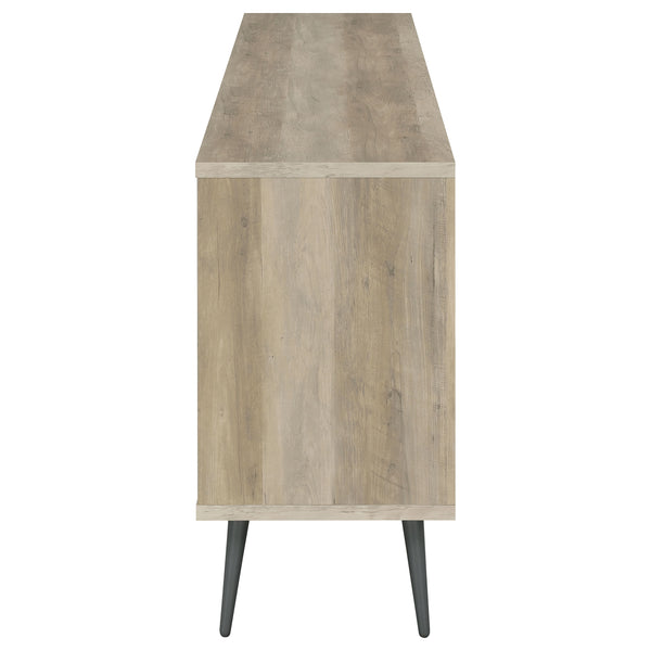 English Elm Greta Scandinavian 2-Door Accent Cabinet in Distressed Pine with Gray Legs, Drawers & Adjustable Shelves B062P358335