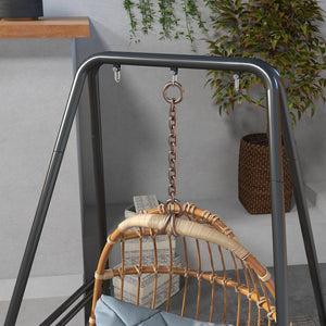 English Elm Outsunny A-Shaped Hammock Chair Stand – Heavy-Duty Indoor/Outdoor Swing Frame, 330 Lbs Capacity, Black W2225P174058-GIGA