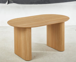 English Elm Extensible Pedestal Dining Table with MDF Top for 4-6, Stylish Durable Design, Easy Assembly, Comfortable Dining Experience Oak W234S00105