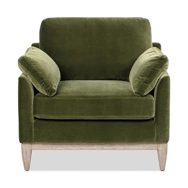 English Elm Jennifer Taylor Home - Pasadena Olive Green Modern Farmhouse Accent Arm Chair - Cozy Velvet, Eco-Friendly Rubberwood Frame B2719P265598