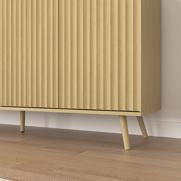 English Elm Sideboard Walnut Credenza with Hexagonal Doors and Adjustable Shelves for Dining Areas W409P327407