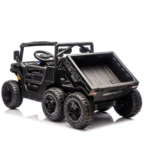 English Elm 24v 400w Six Wheel Kids Electric Dump Truck 4wd Remote Control Ride on Toy Black W1578P353176