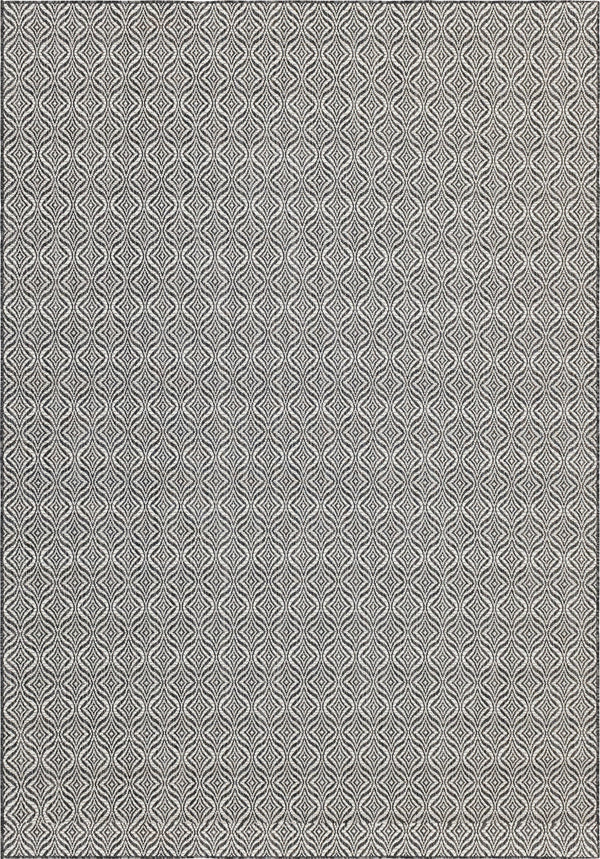 Unique Loom Outdoor Trellis Deco Trellis Machine Made Trellis Rug Charcoal, Gray/Ivory 8' 0" x 11' 4"