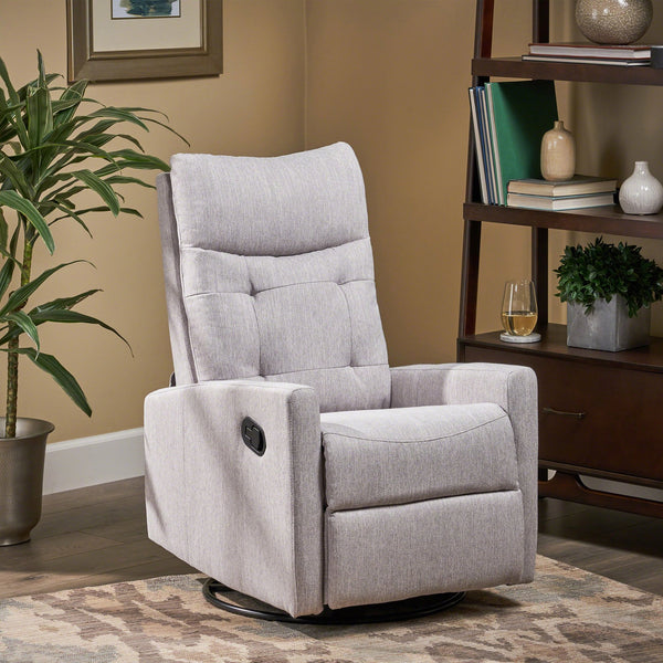 English Elm Christopher Knight Home® - Recliner Swivel Rocker with Glider Function, Push-Back Reclining Chair for Living Room & Nursery LIGHT GREY 65354.00LGRY