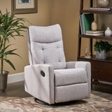 Christopher Knight Home® - Noble House - Woodglen Contemporary Glider Swivel Push Back Nursery Recliner - Light Gray and Black Finish