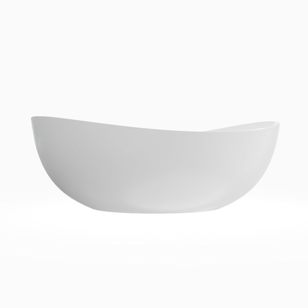English Elm 70 Inch Stone Resin Freestanding Soaking Tub Matte White Sculptural Spa Bath W1613P436815