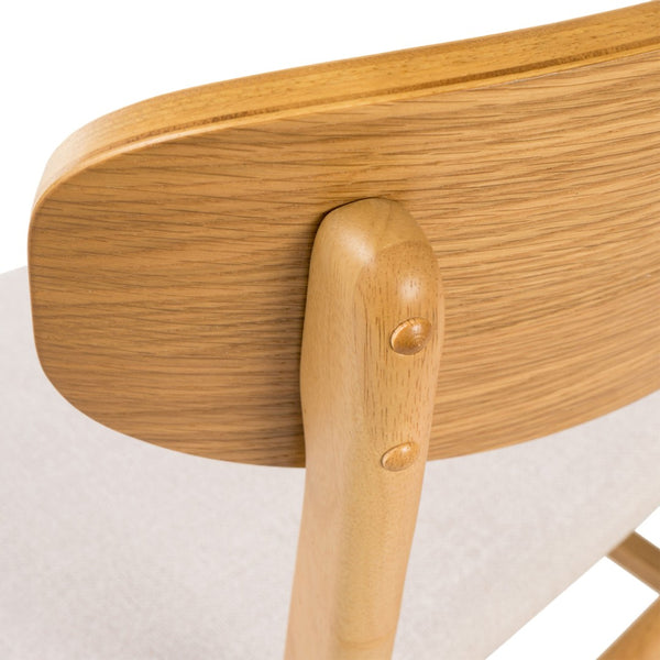 English Elm [video] Set of 2 Minimalist Dining Chairs with Cushioned Seats and Oak Rubberwood Legs N759P371095K