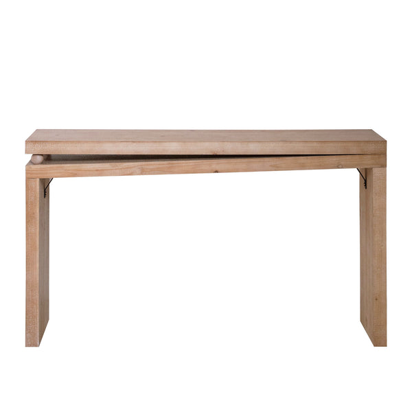 English Elm Narrow Natural Wood Console Table 52.6" — Slim 12" Depth Entryway Hallway Table with Bead Detail, Rustic Modern Style W2729P270749