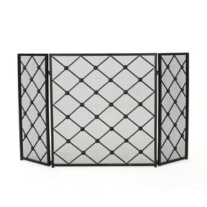 English Elm Christopher Knight Home® - FIRE Black Iron Fireplace Screen 34x31x4.5 Protective Mesh Guard Heat-Resistant Durable Design 61128.00