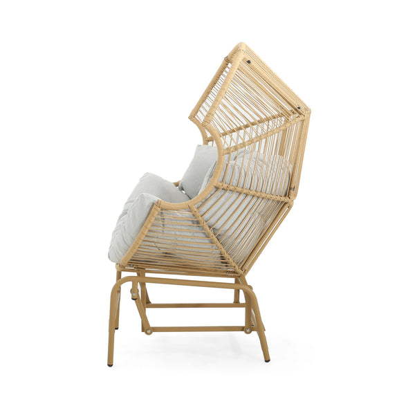 English Elm Christopher Knight Home® - Palos Outdoor Wicker Glider Chair - Light Brown, Ergonomic Comfort With Smooth Gliding Motion, Durable Design N775P191232L