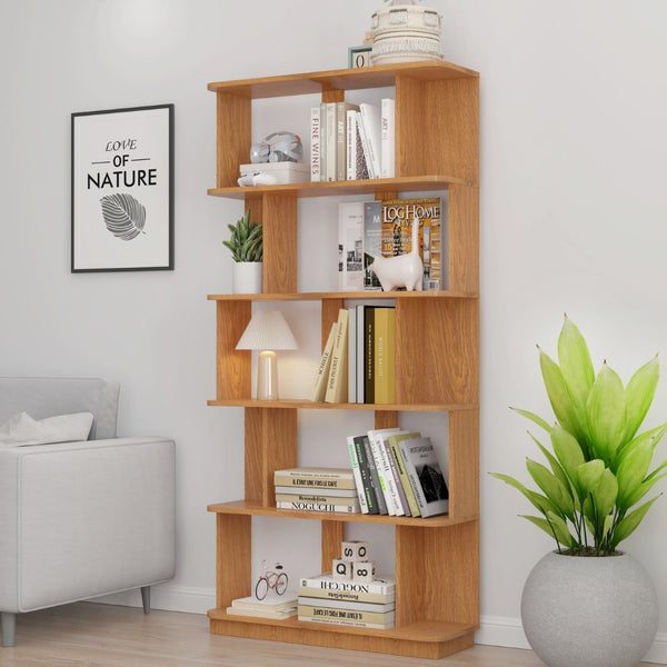 English Elm 31.5" Tall 5-tier Mdf Bookcase Slim Open Shelving Unit for Office Bedroom Living Room Dark Oak W2899P444153