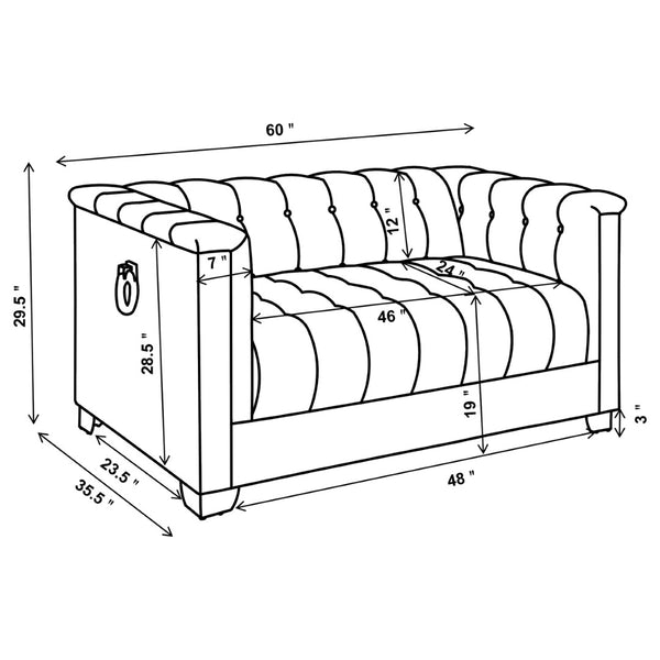 English Elm Earline Tufted Pu Leatherette Loveseat with Chrome Legs Art Deco Tuxedo Silhouette B062P441028