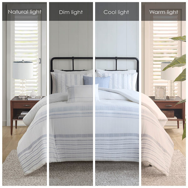 English Elm 5 Piece Cotton Jacquard Duvet Set - Luxurious Full/Queen Bedding With Decorative Pillows & Shams B035P280380