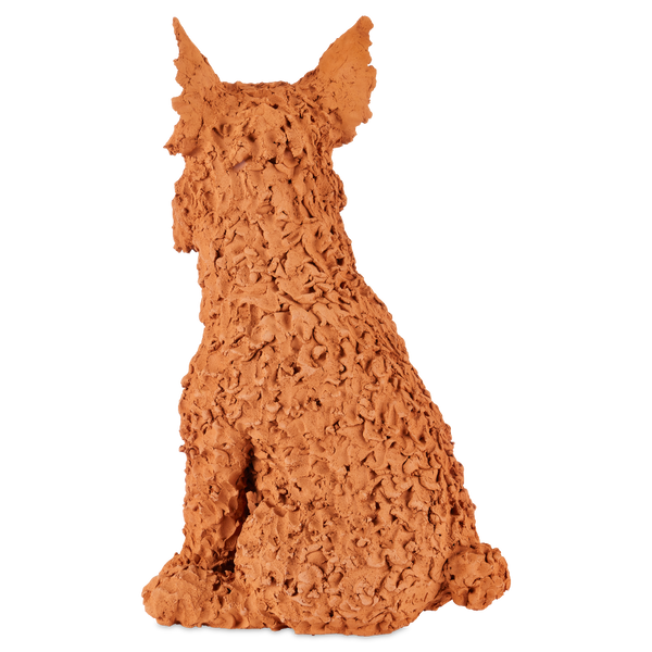 Oscar the Scottish Terrier Sculpture - Whimsical Terracotta Art by Nhut Nhathawut, 23.5" Tall