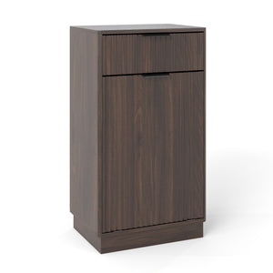English Elm 10-Gallon Woodgrain Tilt-Out Trash Cabinet with Wave-Texture Drawer, Industrial Metal Accents, Space-Saving Organizer for Kitchen Bath Living Room Walnut W2557P319051