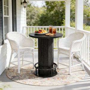 English Elm Stylish Round Coffee Table with Engineered Wood Top and Open Metal Base for Living Rooms Black T3971P452852