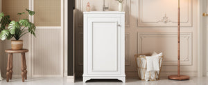 English Elm 20-inch Bathroom Vanity with Ceramic Sink, Modern Freestanding Single Vanity with Soft-Close Doors and Adjustable Shelf for Ample Organized Storage White N710P317678K