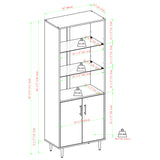 68" Bookmatch Hutch Solid White BS68BMHUTSW Walker Edison