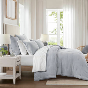 English Elm 3-piece King Cotton Muslin Quilt Set Crinkled Embroidered Coastal Farmhouse Bedding B035P408346