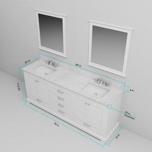 English Elm White Double Bath Vanity 80 in W x 22 in D with Cultured Marble Top, Solid Wood, Soft-Close Drawers B2731P258398