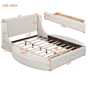 English Elm Upholstered Queen Platform Bed Velvet Wingback Storage Drawer with Side Stools LP100815AAA