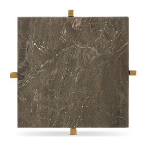 Flying Gold Marble Drinks Table - Chic Industrial Design with Cappuccino Stone & Golden Iron Finish