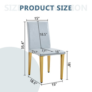 English Elm Two Linen-Cotton Dining Chairs with Sturdy Metal Legs, Breathable Upholstery and Anti-Slip Feet for Comfort and Stability Gold,Light Gray W1151P269060