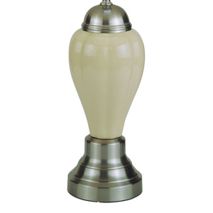 English Elm 27" Tall Ceramic Table Lamp - Elegant Urn Design With Silver/Ivory Finish & Soft Linen Shade B072116116